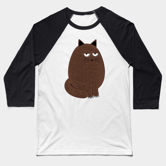 Fat Cute Cat Baseball T-Shirt by Drop23
